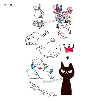 Generic Tcool Cartoon Cat Kids Temporary Tattoos Waterproof Fashion Fake Body Art Tattoo Sticker 10 5x6cm Girl Hand Tatoo Mx 027 Amazon In Beauty