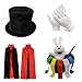 PINKYSTAR Kids Magician Role Play Set with Magic Cape Top Hat Rabbit Magic Wand Gloves and Coloring Ribbons