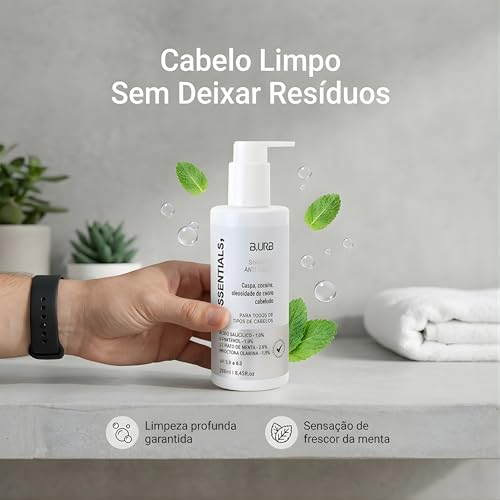 B.URB Essentials Shampoo Anti Caspa Tratamento Para Dermatite Seborreica Dermocosmético Capilar Profissional Com Piroctona Olamina pH Balanceado Higienizador Purificante Refrescante