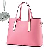 Micom Simple Euro Style Pure Color Pu Leather Tote Shoulder Handbag for Women (Pink)