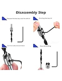 Broca para avellanar (7 piezas), juego de brocas con una llave hexagonal, broca de acero de alta velocidad ajustable para carpintería chapada para madera