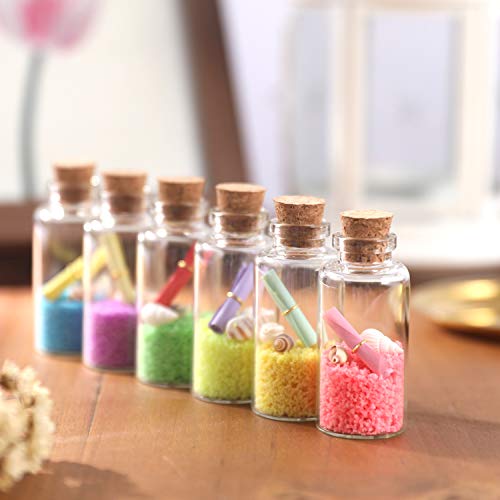 Magic Season Decorative Glass Bottles (15 Pcs w/Cork Stopper 0.66 oz/1.06" D/2.36" H)