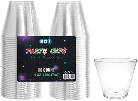 EDI 9-Ounce Clear Hard Plastic Party Cups Old Fashioned Tumblers 80-Count