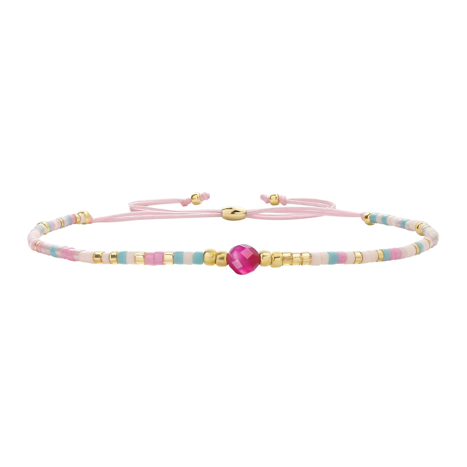 KELITCH Crystal Gems Mix Beaded Friendship Bracelets Charm Adjustable Bracelet New Jewelry (Color 1)