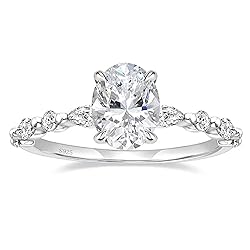 EAMTI 1.5 Carats 925 Sterling Silver Ring Oval Cut
