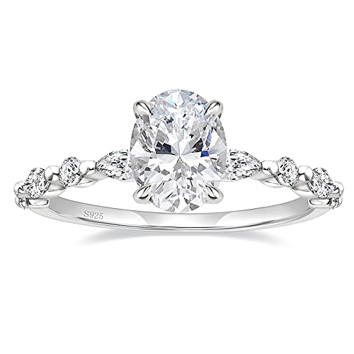 EAMTI 1.5 Carats 925 Sterling Silver Ring Oval Cut