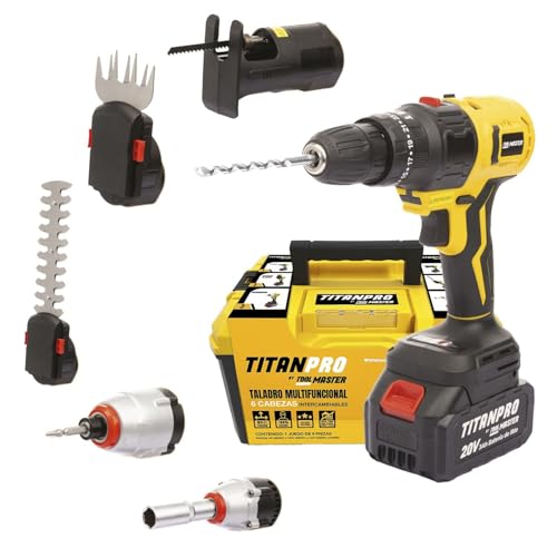 ToolMaster Taladro Inalámbrico Recargable Kit 6 en 1 Premium Titan Pro con 16 piezas Cabezales Intercambiables Taladro, Desarmador, Cortadora Incluye Caja De Herramientas