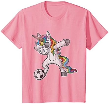 Kids Dabbing Unicorn T-Shirt Soccer Shirt Gift 8 Pink