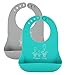 Prippie Soft Silicone Baby Bib, Set of 2 ( Turqu. & Gray ) - New and Improved Design