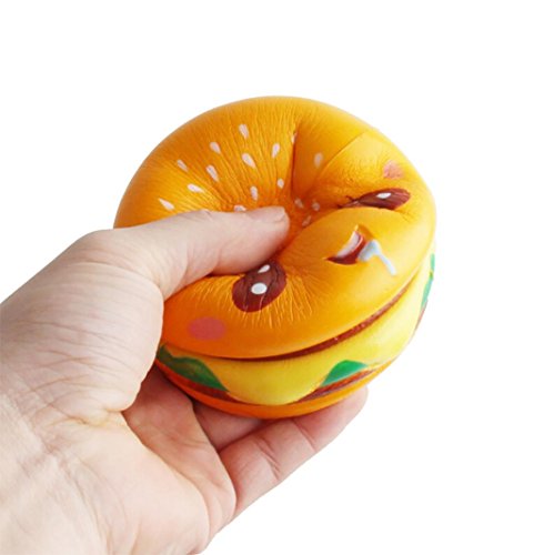 Gocheaper Squishy Toys,Yummy Hamburger Slow Rising Toy Cream Scented Charm Stress Reliever (Yellow)