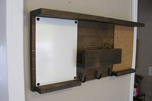 Dual Mail Organizer with Shelf, Cork Board and White Board, Mail Holder, Mail Organizer, Dual Message Board
