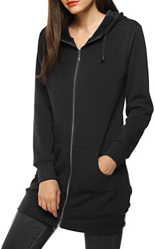 Hoodie Tunic With Fleece,Black,X-Large 