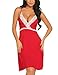 Hotouch Sleepwear Womens Chemise Nightgown Lace Soft Lounge Sling Dress Red M