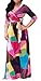 Farktop Women's V Neck Long Sleeves Digital Graffiti Printed Prom Party Maxi Long Dress with Belt, Multi-Color, XXXL