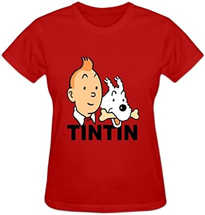 Women's Short-Sleeve Les Aventures De Tintin T-Shirts O-Neck XL Red
