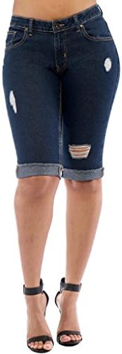 PZI Jeans Women'S LAYLA DISTRESSED BERMUDA SHORT 14 DARK WASH