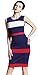 HOMEYEE Women's Voguish Colorblock Stripe Pencil Dress B275 (M, Dark Blue)