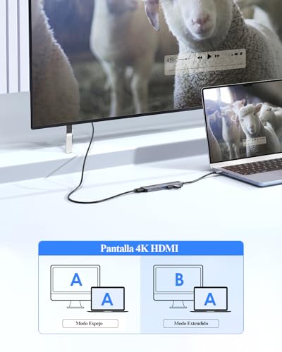 LENTION 6 in 1 USB C to HDMI Adapter 4K@60Hz, USB C Hub with USB-C Data Port, 3 USB 3.0, PD 100W, Compatible with MacBook Pro 2026-2016, New MacBook Neo, Surface, iPhone 17/16/15 Series(Grey)