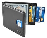 SimpacX RFID Blocking Bifold Slim Genuine Leather Thin Minimalist Front Pocket Wallets for Men Money Clip Full Grain Leather (Black)