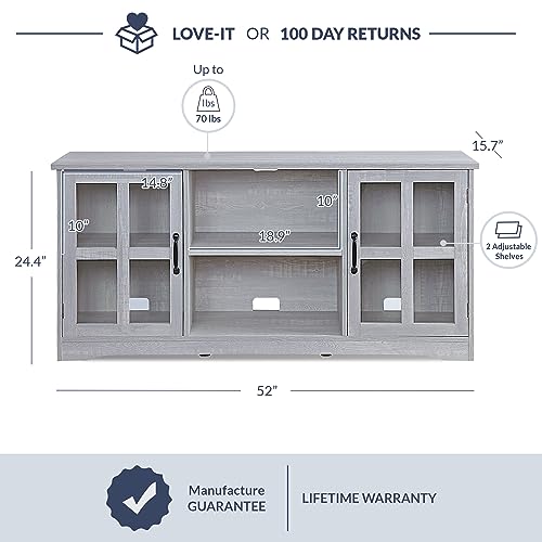 BELLEZE Modern 52 Inch Traditional TV Stand & Media Entertainment