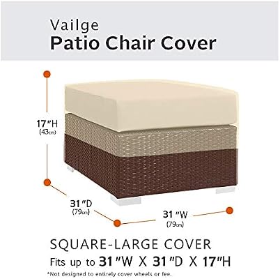 Vailge Square Patio Ottoman Cover Waterproof Outdoor Ottoman Cover With Padded Handles Patio Side Table Cover Heavy Duty Outdoor Furniture Covers Large Beige Brown Buy Online At Best Price In Uae