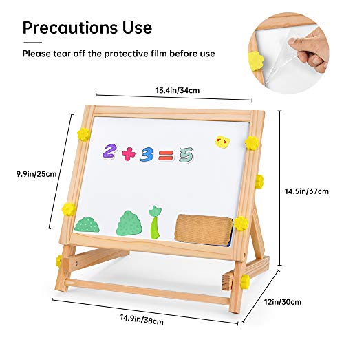 USELUCK Kids Tabletop Easel with Paper Roll,DoubleSided Whiteboard