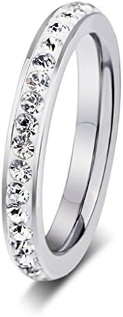 Umiso Women's Ring Stainless Steel Single Crystal Plating Width 3mm Size 9 White