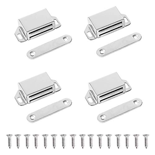 DonYoung Magnetic Latch,20lb Magnet Cabinet Door Catch,Stainless Steel Screws for Solid Surface,Keep Kitchen Bathroom Cupboard Wardrobe Closet Door Drawer Tightly Closed,4PCS - Easy Installation