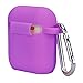 Deke Compatible Apple airpods Wireless Bluetooth Earbuds case. Airpod Buds Cases Full Protective Cover Portable Bud Silicone Skin with Anti-Lost Hooks/Strap. Airbuds Skins Set. Audifonos (Purple)