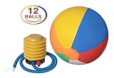 12-Pack of Inflatable Beach Balls with Air Pump Inflator with Flexible Pipe – 14