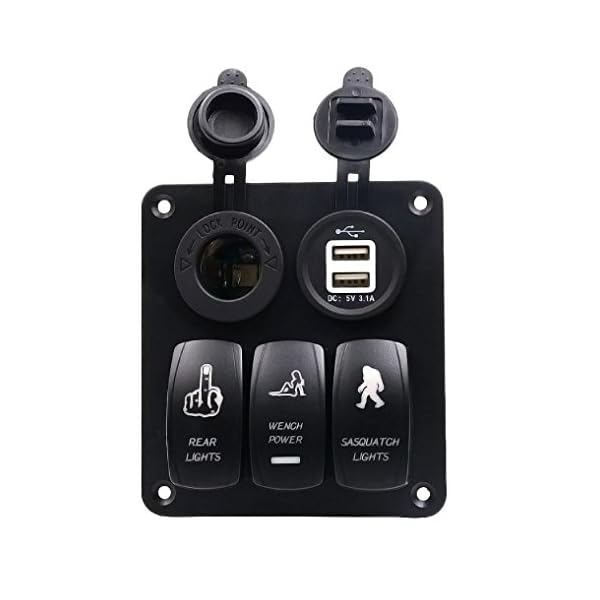 POTO-Car-5-Gang-Waterproof-Car-Auto-Boat-Marine-LED-Rocker-Panel-Switch-Circuit-Breakers-with-Dual-USB-Power-Charger-Adapter-for-RV-Car-Boat