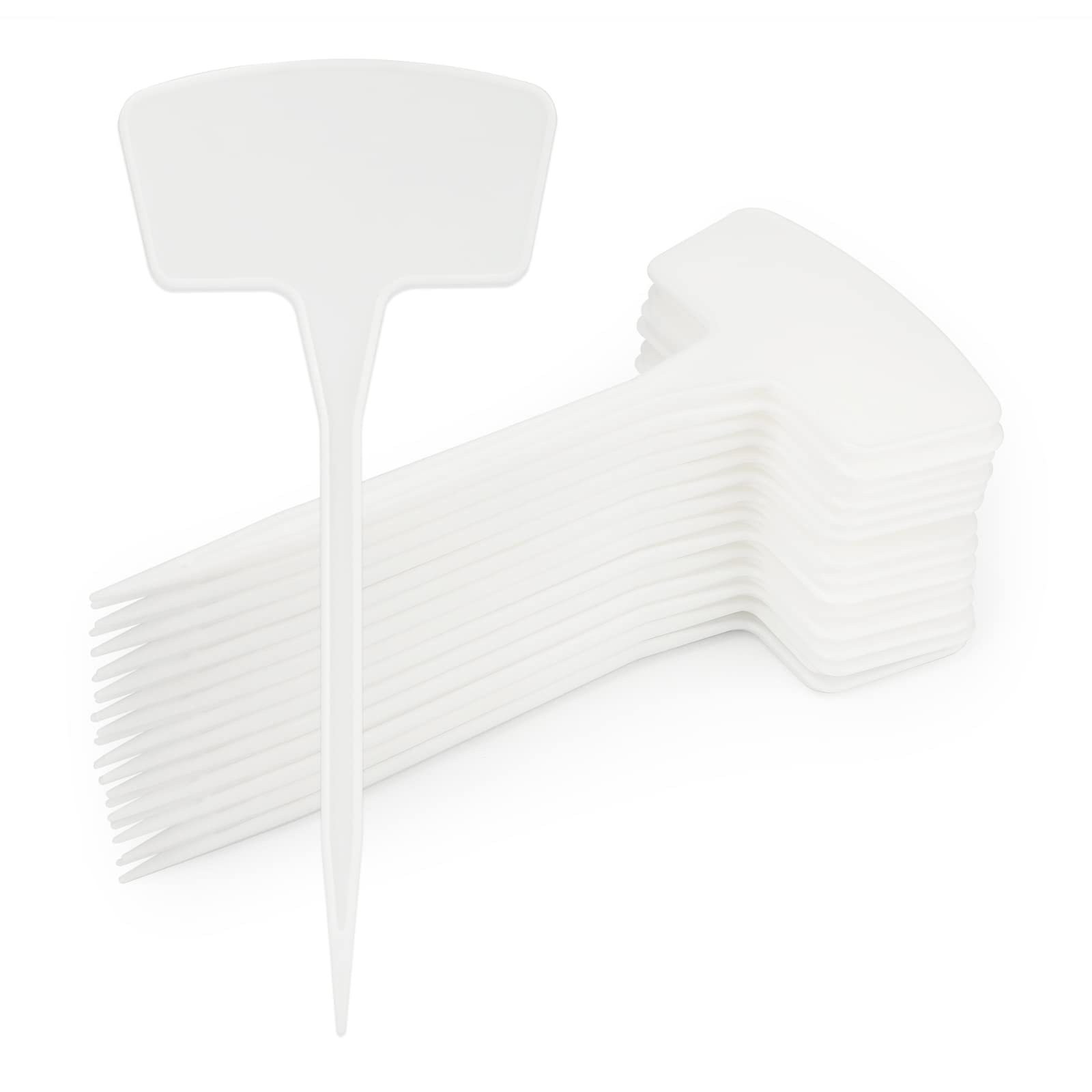 KINGLAKE 30Pcs Tall Large Plastic Plant Labels White, Super Thick Outdoor Garden Markers Tags T-Type Waterproof, 26.5x11.7cm