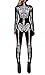 F Style Halloween Cosplay Clothes Skeleton Printed Women Jumpsuits Rompers Skinny Bodysuit,Black White Bone,Small
