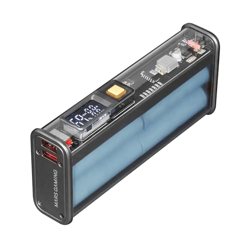 Mars Gaming MPK-20K, 22.5W Power Bank, Samsung 20000mAh Batteries, QC3.0 & PD3.0 Fast Charging, Smart Display with Charge Control, External Multi-Charging Battery, Universal Connectivity, Black