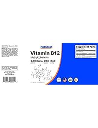 Vitamina B12, 0.00007 oz, 240 cápsulas, Nutricost
