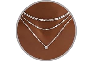 Dainty Gold Necklace for Women Non Tarnish Simple Gold Necklace Stack Layered Necklaces for Women Dainty Paperclip Chain Diam