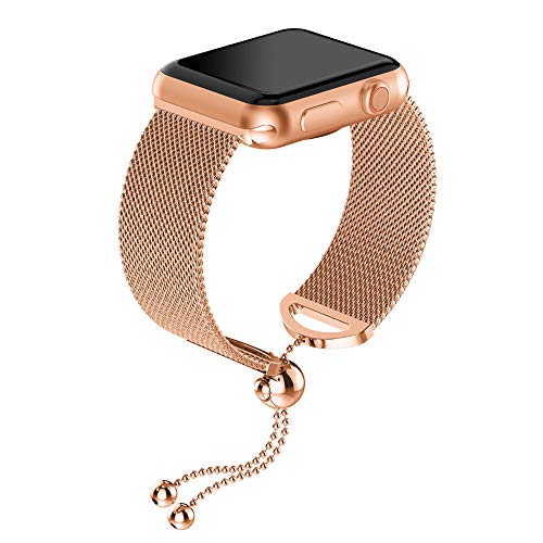 Buyeverything for Apple Watch 40mm Bands - Milanese Stainless Steel Bracelets Replacement Band Adjustbable Metal Wristband Straps Accessories for Apple Watch Series 4 40mm Women Men (Rose Gold)