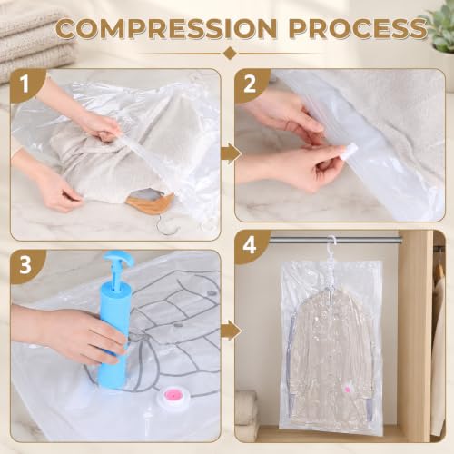 6 Pcs Clear Hanging Vacuum Seal Bags for Clothing 43.3" x27.6" photo 12