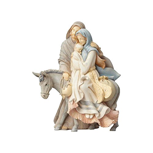 Foundations (4058697) Holy Family with Donkey Stone Resin Figurine, 9.45"