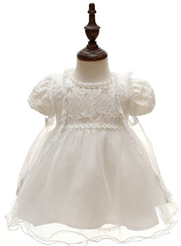 Snowskite Baby Girls 3PCS Dresses Pageant Bow Formal Birthday Dress Ivory 0-6 months