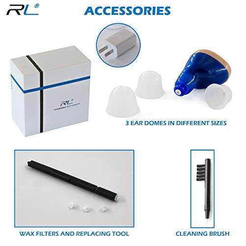 R&L Rechargeable Hearing Amplifier C100 to Aid and Assist Hearing for Adults and Seniors, Digital CIC ITE ITC Style Rechargable Device, Fit Both Ears (2 Pack)