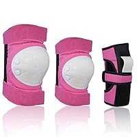 Doubmall Kids Adjustable Protective Gear Set ,Knee Elbow Pads Wrist Guards Gear Set for Sports Skateboarding Skating Cycling Biking Riding Bicycle Scooter(6 Pack)