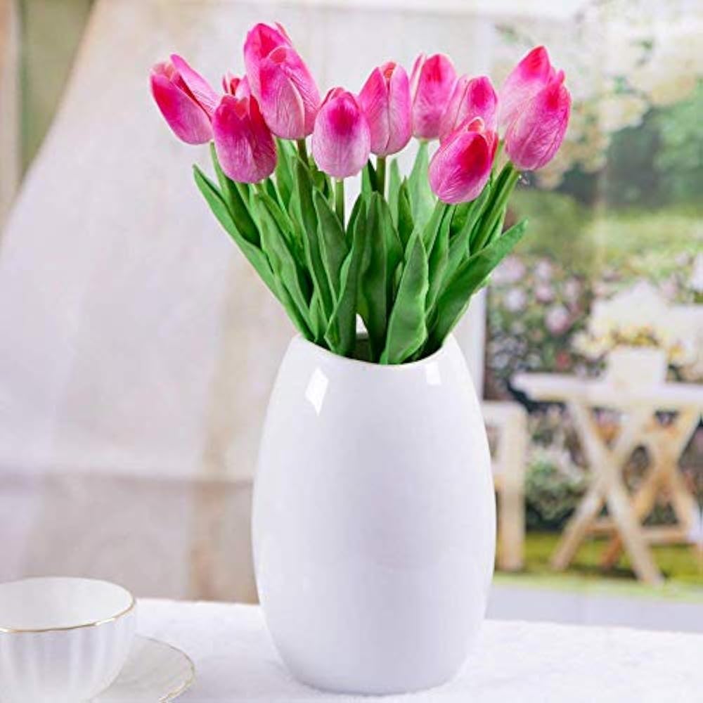12Pcs Artificial Tulip Real Touch Flowers Fake Silk Vases Wedding Home