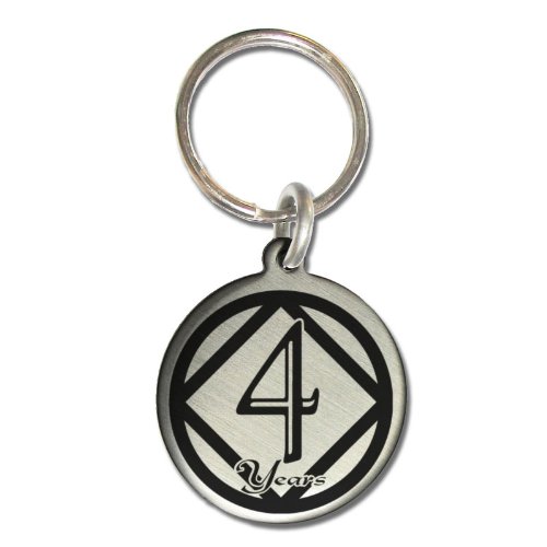 Serenity is Forever 4 Year NA Narcotics Anonymous Anniversary Medallion Keychain for Clean Birthday with 3rd Step Prayer