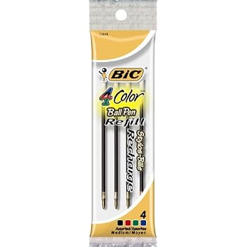 BIC 4 Farben Minen Nachfüllpack – Mittlere Spitze 1,0 Mm Für Den Klassischen 4-Farbstift