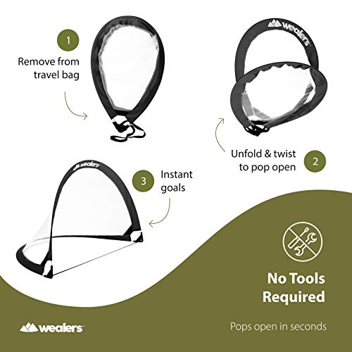 image for Wealers Collapsible Soccer Goal Set of 2 with Travel Bag - Ultra Porta