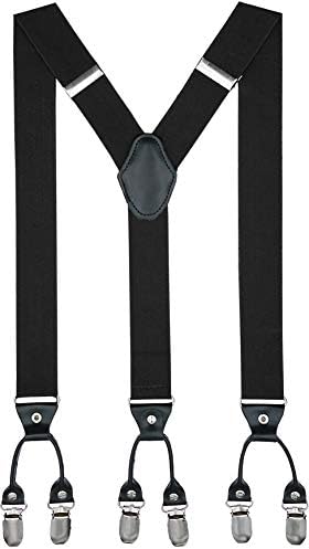 Navisima Adjustable Elastic Y Back Style Suspenders for Men and Women With 6 Strong Metal Clips
