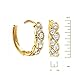 Gemini Women's Gift Infinity Knot Twisted Huggie Round Hinged Hoop Swarovski Cubic Zirconia Earrings Gm072 , Color: Yellow Gold