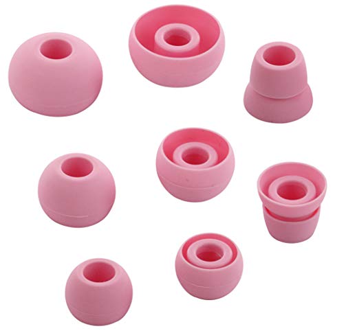 ALXCD Ear Tips for Powerbeats 3 Headphone, SML 3 Sizes 3 Pair Silicone Replacement Earbud Tips & 1 Pair Double Flange Ear Tip Cushion, Fit for Beats Powerbeats3 Pb3[4 Pair](Pop Violet)