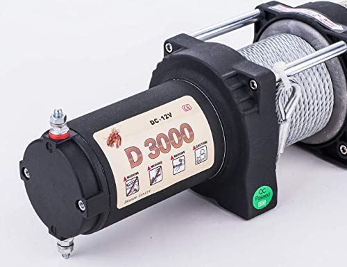 Sinoking 12VDC 3000LB/1361kg, Waterproof Electric Winch UTV ATV Winch with 0.18″39′(feet) Steel Wire Rope Winch Kit